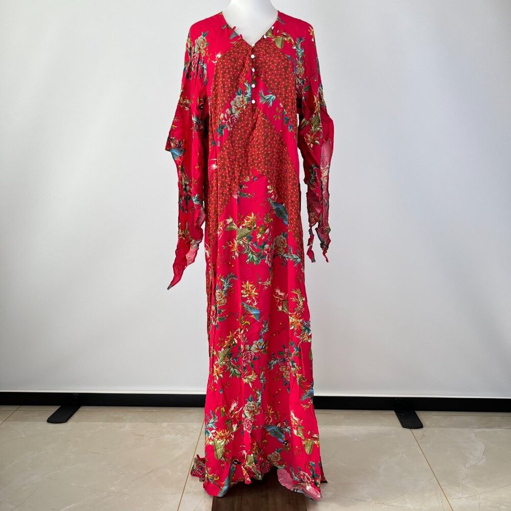 NWOT JOHNNY WAS Floral Malakye Paneled Cover Up Maxi Dress Boho Red Size S - Picture 9 of 13